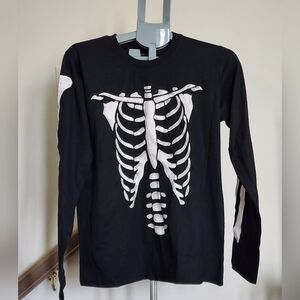 Black Kids' Long-Sleeve Skeleton Graphic Tee